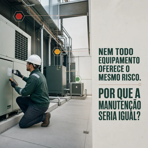 Peça demonstrativa: manutenção de climatização orientada pelo risco de cada equipamento.